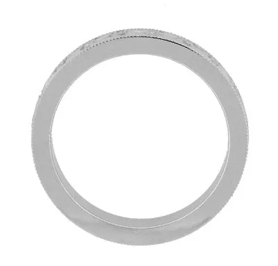 Mens Art Deco Antique Style Engraved Floral Fan Millgrain Edged Wedding Ring in White Gold 4mm Antique Jewelry Mall Rings Mens Art Deco Antique Style Engraved Floral Fan Millgrain Edged Wedding Ring in White Gold 4mm Antique Jewelry Mall Rings