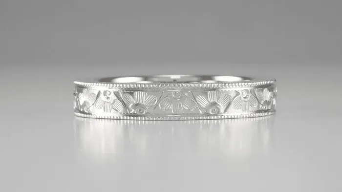 Mens Art Deco Antique Style Engraved Floral Fan Millgrain Edged Wedding Ring in White Gold 4mm Antique Jewelry Mall Rings Mens Art Deco Antique Style Engraved Floral Fan Millgrain Edged Wedding Ring in White Gold 4mm Antique Jewelry Mall Rings