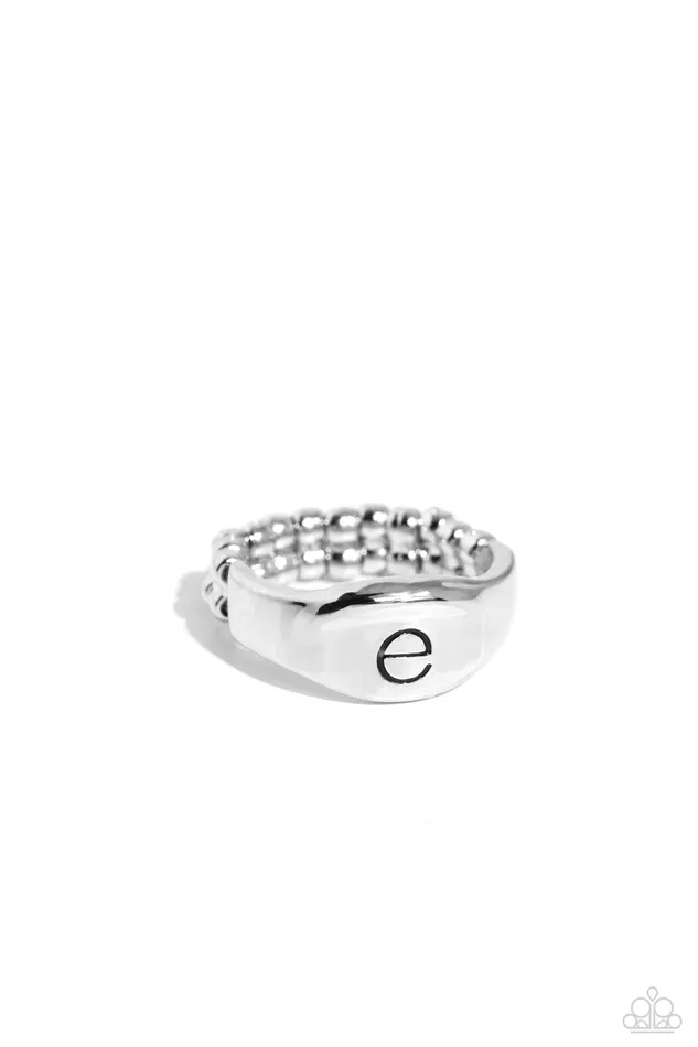 Monogram Memento Silver E Initial Letter Alphabet Ring Paparazzi Paparazzi Accessories Rings Monogram Memento Silver E Initial Letter Alphabet Ring Paparazzi Paparazzi Accessories Rings
