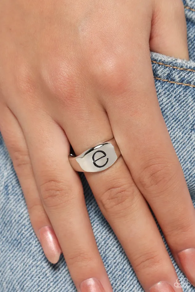 Monogram Memento Silver E Initial Letter Alphabet Ring Paparazzi Paparazzi Accessories Rings