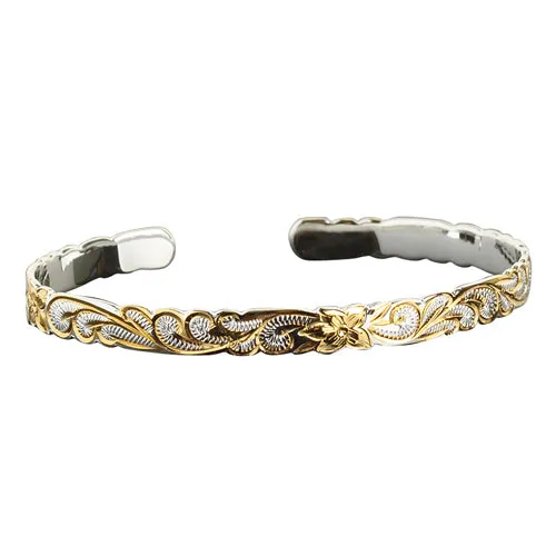 Nakoa Rings Hawaiian Jewelry Queen Cut Out Two Tone Cuff Bangle