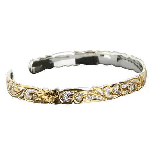 Nakoa Rings Hawaiian Jewelry Queen Cut Out Two Tone Cuff Bangle Nakoa Rings Hawaiian Jewelry Queen Cut Out Two Tone Cuff Bangle
