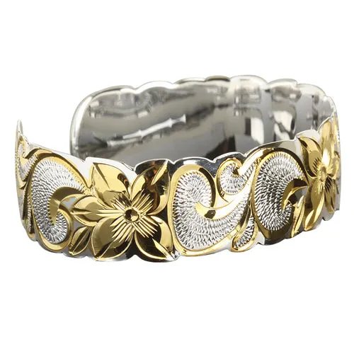 Nakoa Rings Hawaiian Jewelry Queen Cut Out Two Tone Cuff Bangle Nakoa Rings Hawaiian Jewelry Queen Cut Out Two Tone Cuff Bangle