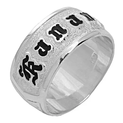 Nakoa Rings Sterling Silver CustomMade Plumeria Queen Scroll Black Enamel Raise Letter Ring Heavy 175 Nakoa Rings Sterling Silver CustomMade Plumeria Queen Scroll Black Enamel Raise Letter Ring Heavy 175