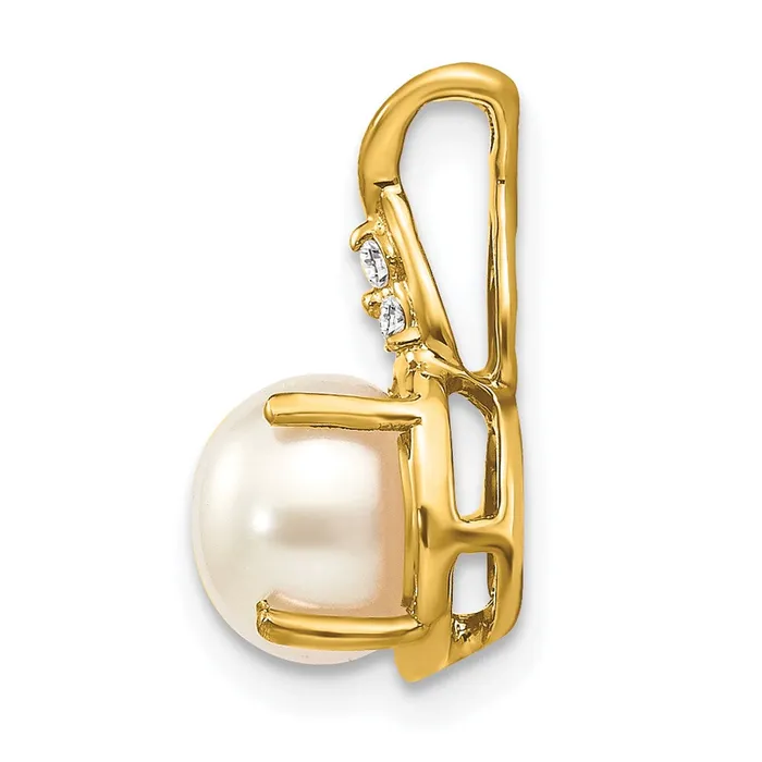 Necklaces 14k FWC Pearl and Diamond Pendant 102 grams Qgold Necklaces 14k FWC Pearl and Diamond Pendant 102 grams Qgold