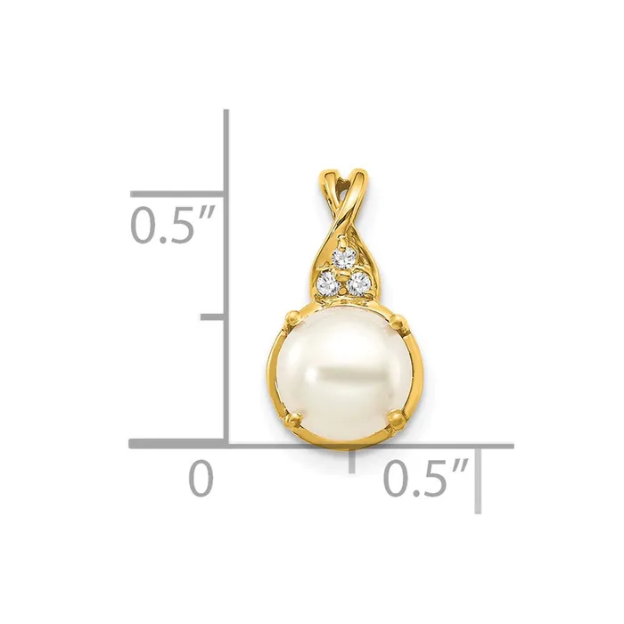 Necklaces 14k FWC Pearl and Diamond Pendant 102 grams Qgold Necklaces 14k FWC Pearl and Diamond Pendant 102 grams Qgold