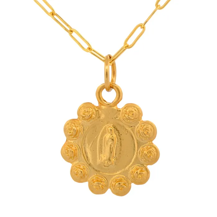 Necklaces GoldPlated Our Lady of Guadalupe Necklace 22inch SPAIN