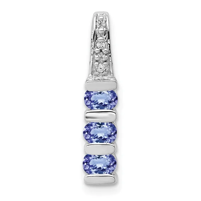 Necklaces Qgold 14k White Gold 60 Tanzanite and Diamond Chain Slide 095 grams