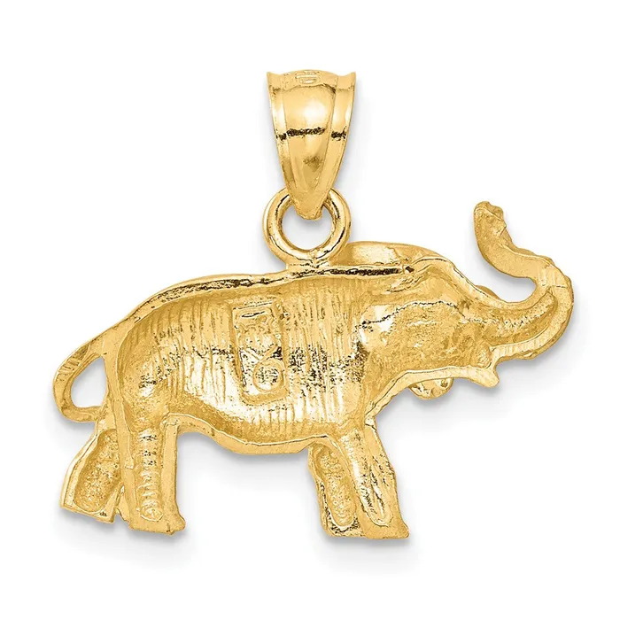 Necklaces Qgold 14k Yellow Gold 21 mm Diamondcut Elephant Pendant 23 grams Necklaces Qgold 14k Yellow Gold 21 mm Diamondcut Elephant Pendant 23 grams