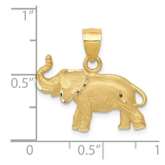 Necklaces Qgold 14k Yellow Gold 21 mm Diamondcut Elephant Pendant 23 grams Necklaces Qgold 14k Yellow Gold 21 mm Diamondcut Elephant Pendant 23 grams