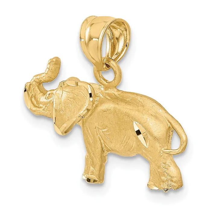 Necklaces Qgold 14k Yellow Gold 21 mm Diamondcut Elephant Pendant 23 grams Necklaces Qgold 14k Yellow Gold 21 mm Diamondcut Elephant Pendant 23 grams