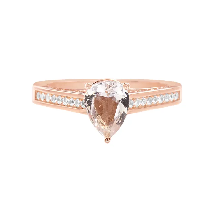 Noblepack CA Rose Teardrop Morganite CZ Ring Rings