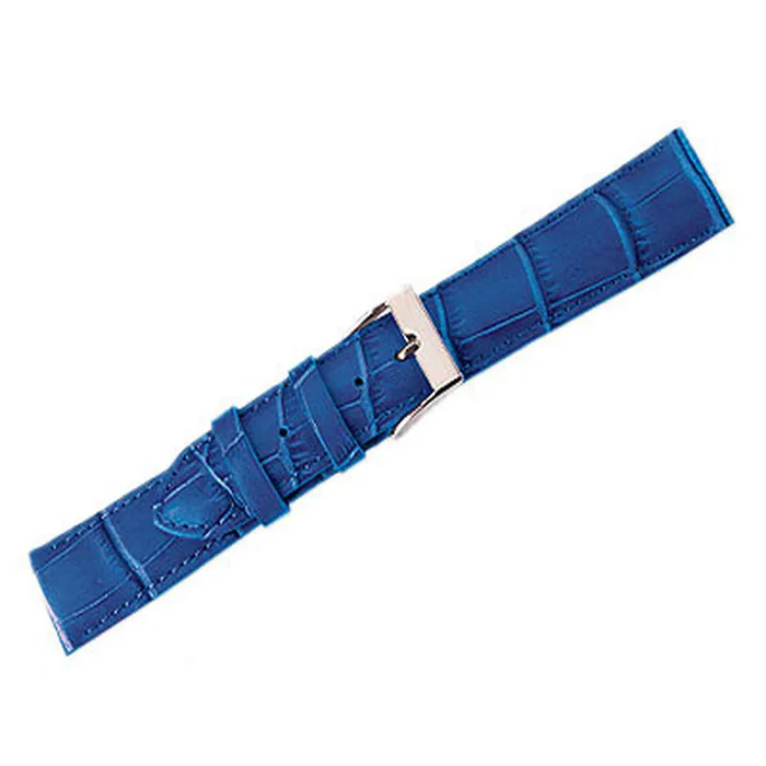Noblepack CA Watches Leather Watch Band Crocodile Royal Blue 20mm Long