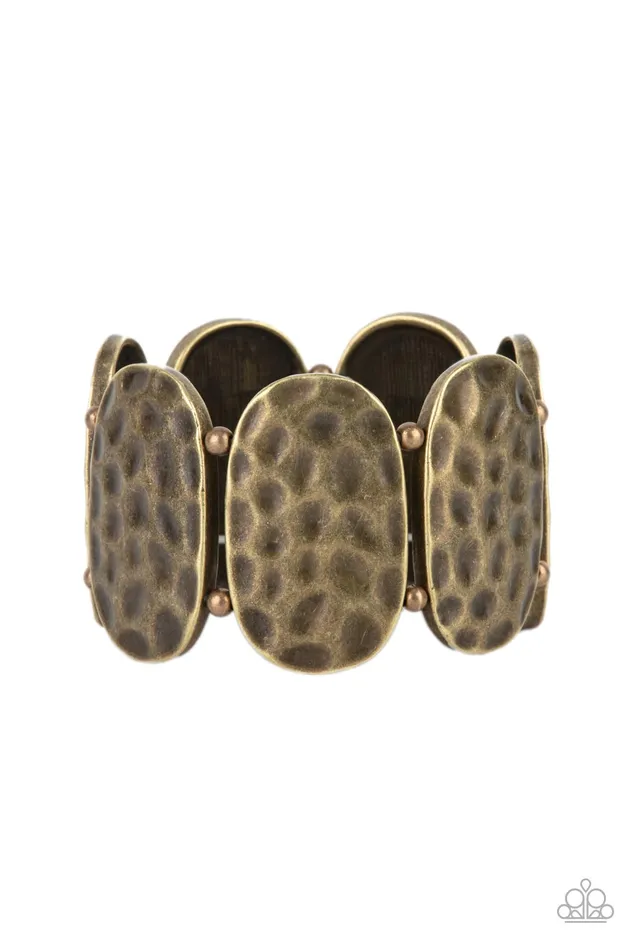 Paparazzi Accessories Bracelets Artisan Exhibition Brass Hammered Oval Stretchy Bracelet Paparazzi Paparazzi Accessories Bracelets Artisan Exhibition Brass Hammered Oval Stretchy Bracelet Paparazzi
