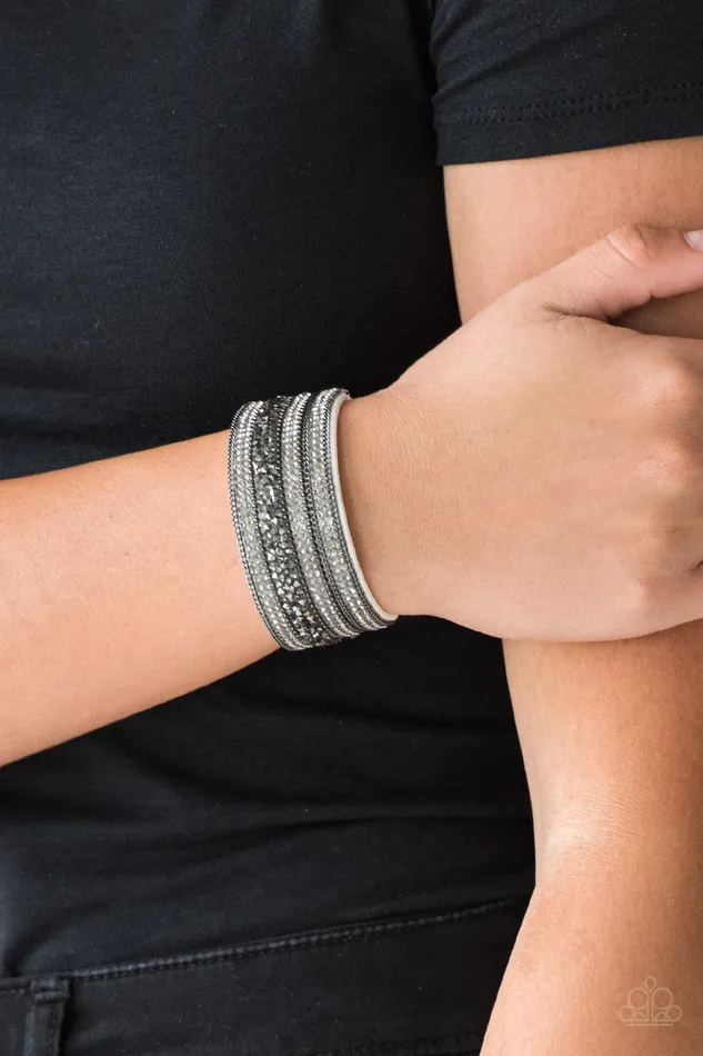 Paparazzi Accessories Bracelets Really Rock Band Paparazzi White Suede Gunmetal Chain Wrap Bracelet Paparazzi Accessories Bracelets Really Rock Band Paparazzi White Suede Gunmetal Chain Wrap Bracelet