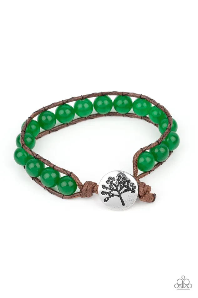 Paparazzi Accessories Bracelets Seasonal Bounty Green Jade Stone Brown Cord Silver Tree Bracelet Paparazzi Paparazzi Accessories Bracelets Seasonal Bounty Green Jade Stone Brown Cord Silver Tree Bracelet Paparazzi