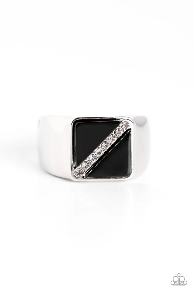 Paparazzi Accessories Diagonally Dominant Black Square Rhinestone Mens Ring Paparazzi Rings Paparazzi Accessories Diagonally Dominant Black Square Rhinestone Mens Ring Paparazzi Rings