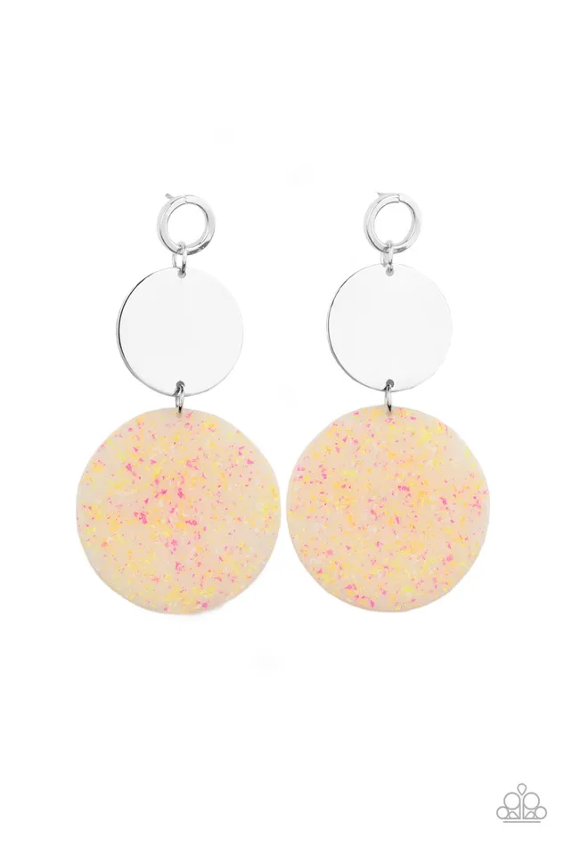 Paparazzi Accessories Earrings Beach Day Glow Multi Tan Pink Speckled Acrylic Circle Silver Disc Post Earrings Paparazzi Paparazzi Accessories Earrings Beach Day Glow Multi Tan Pink Speckled Acrylic Circle Silver Disc Post Earrings Paparazzi