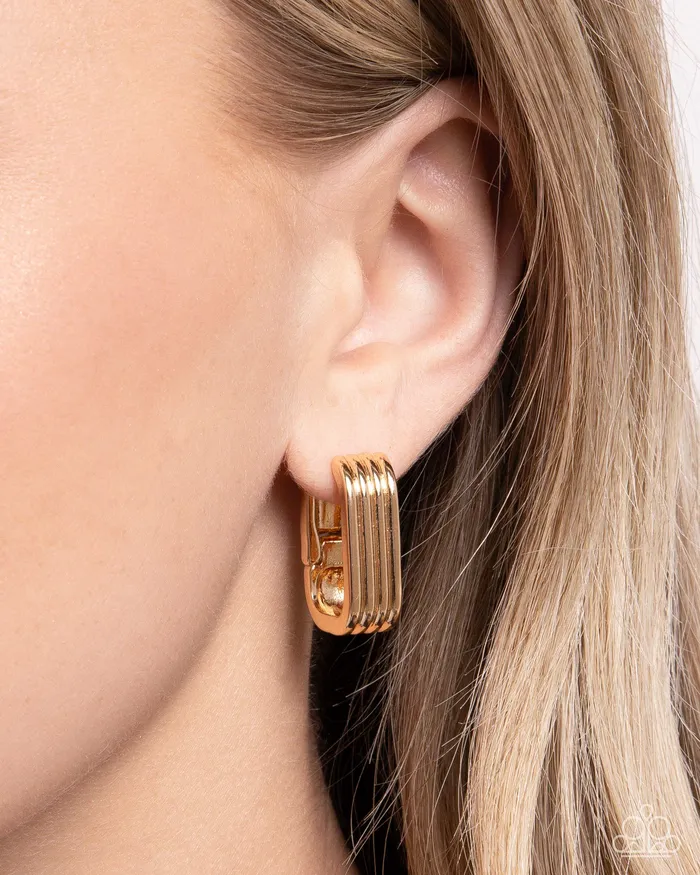 Paparazzi Accessories Earrings Vendetta Vanity Gold Oval Hinge Hoop Earrings Paparazzi