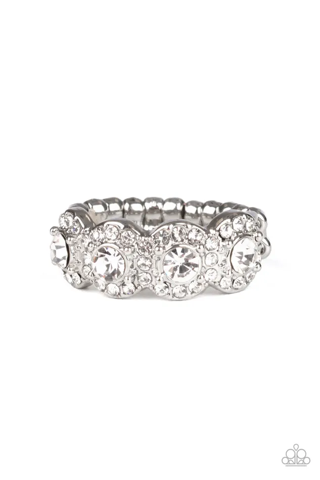 Paparazzi Accessories Ever Enlightened White Rhinestone Silver Ring Rings