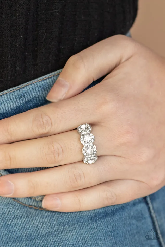 Paparazzi Accessories Ever Enlightened White Rhinestone Silver Ring Rings