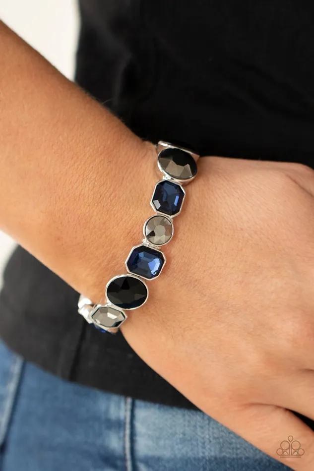 Paparazzi Accessories Extra Exposure Multi Blue Black Hematite Gem Stretchy Bracelet Paparazzi Bracelets