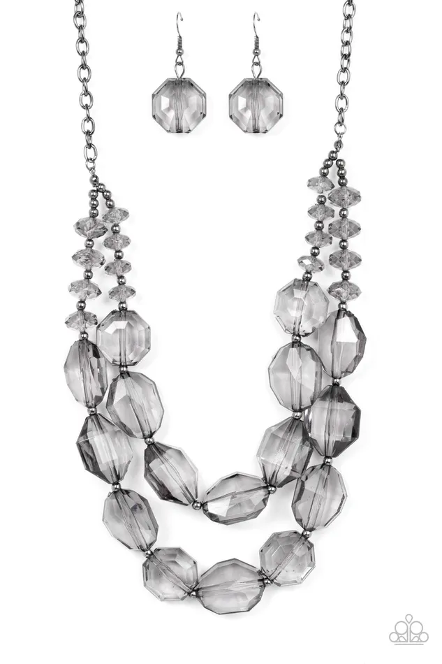 Paparazzi Accessories Necklaces Icy Illumination Black Chunky Smoky Bead Layered Gunmetal Necklace Paparazzi Paparazzi Accessories Necklaces Icy Illumination Black Chunky Smoky Bead Layered Gunmetal Necklace Paparazzi