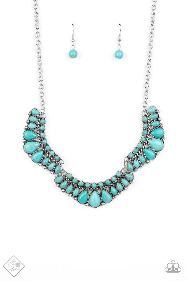 Paparazzi Accessories Necklaces Naturally Native Blue Turquoise Silver Necklace Paparazzi Fashion Fix Exclusive October 2020