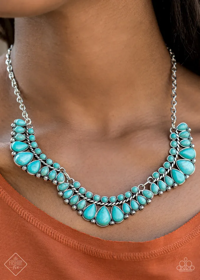 Paparazzi Accessories Necklaces Naturally Native Blue Turquoise Silver Necklace Paparazzi Fashion Fix Exclusive October 2020