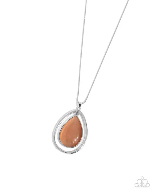 Paparazzi Accessories Necklaces Stunning Session Orange Cats Eye Silver Short Necklace Paparazzi Paparazzi Accessories Necklaces Stunning Session Orange Cats Eye Silver Short Necklace Paparazzi