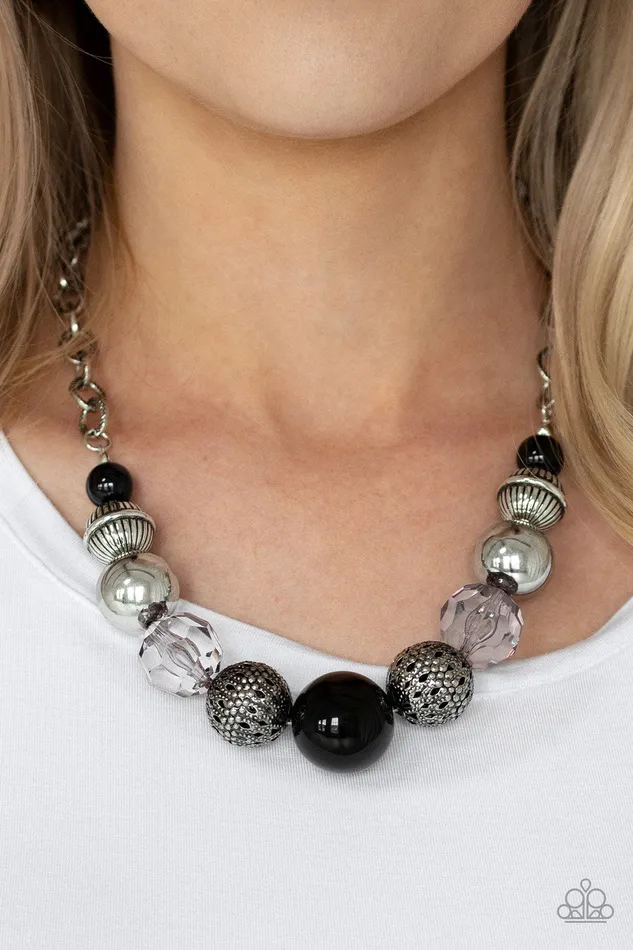 Paparazzi Accessories Necklaces Sugar Sugar Black and Silver Bead Necklace Paparazzi
