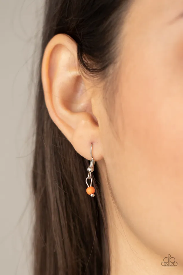 Paparazzi Accessories Necklaces Wildly WANDERful Orange Stone Silver Feather Necklace Paparazzi