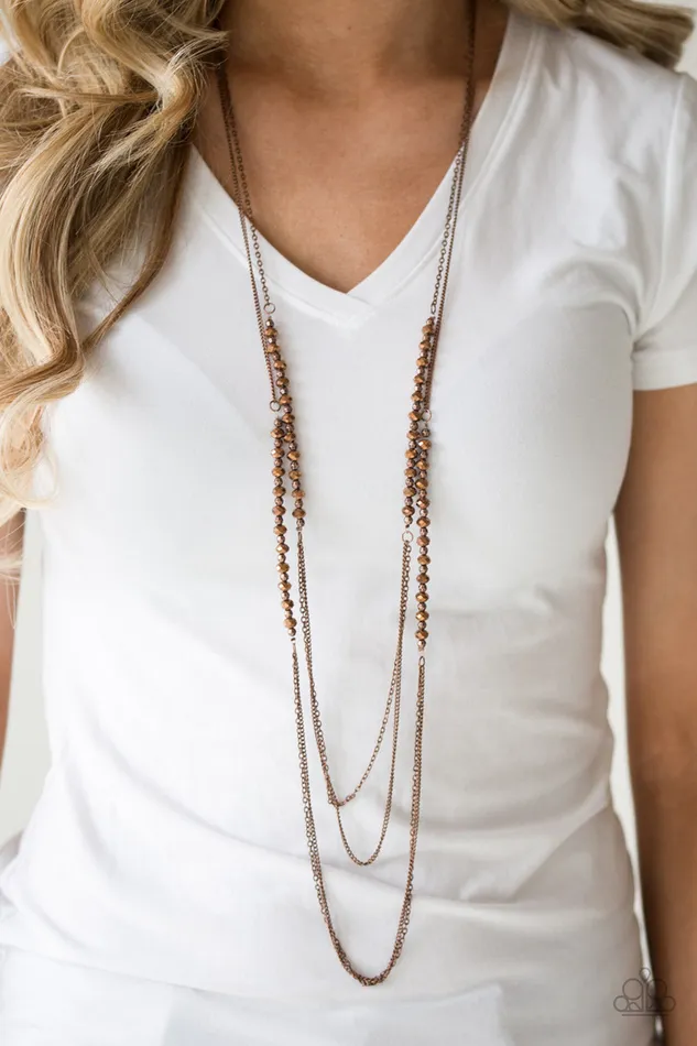 Paparazzi Accessories Paparazzi Shimmer Showdown Copper Crystal Bead Layered Necklace Necklaces Paparazzi Accessories Paparazzi Shimmer Showdown Copper Crystal Bead Layered Necklace Necklaces