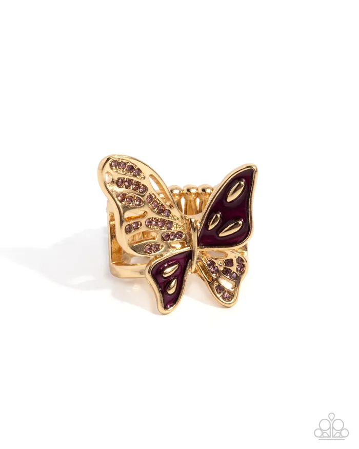 Paparazzi Accessories Rings Aerial Auction Purple and Gold Butterfly Ring Paparazzi Paparazzi Accessories Rings Aerial Auction Purple and Gold Butterfly Ring Paparazzi