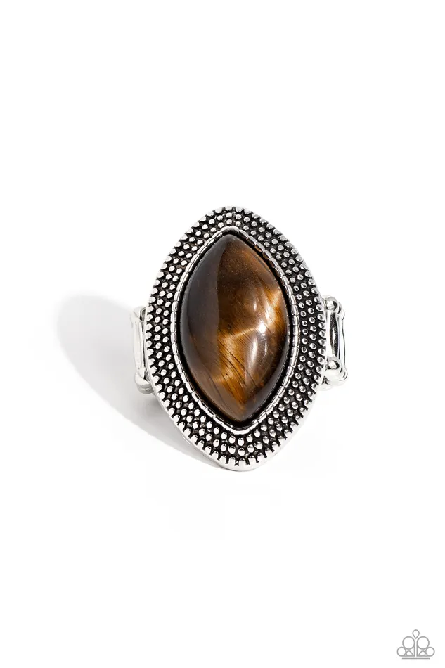 Paparazzi Accessories Rings Artisanal Apothecary Brown Tigers Eye Silver Ring Paparazzi Paparazzi Accessories Rings Artisanal Apothecary Brown Tigers Eye Silver Ring Paparazzi