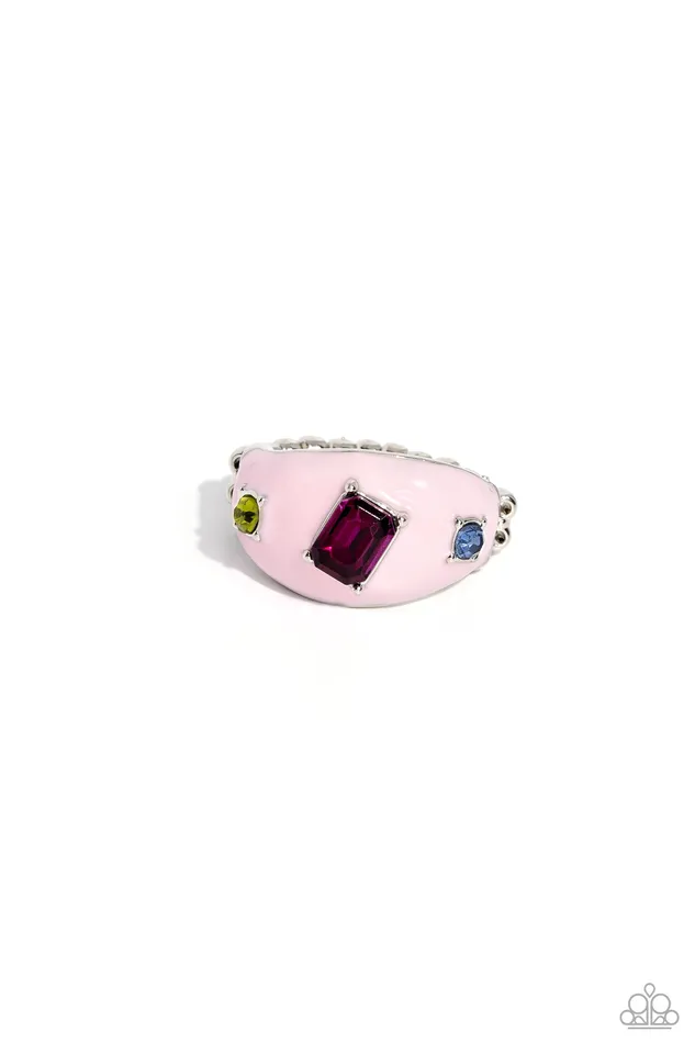Paparazzi Accessories Rings Blinding Behavior Pink Gem Painted Silver Ring Paparazzi Paparazzi Accessories Rings Blinding Behavior Pink Gem Painted Silver Ring Paparazzi