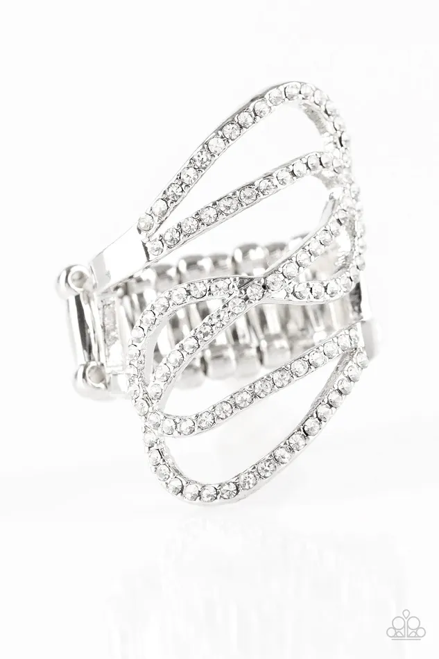Paparazzi Accessories Rings Chasing Starlight White Rhinestone Silver Ring Paparazzi