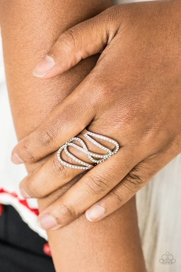 Paparazzi Accessories Rings Chasing Starlight White Rhinestone Silver Ring Paparazzi