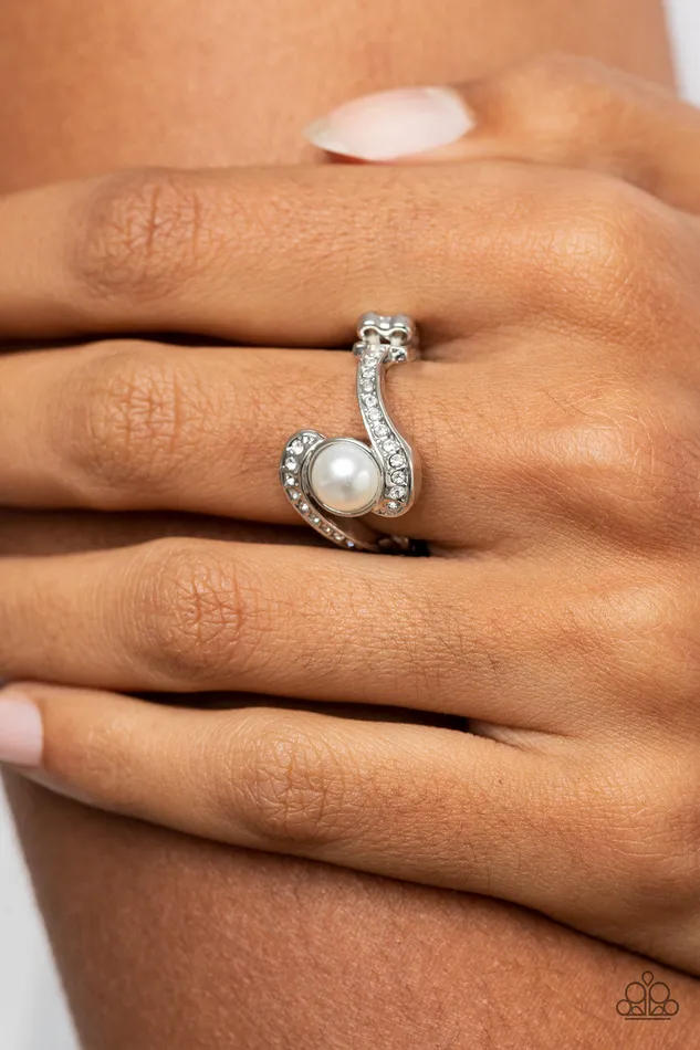 Paparazzi Accessories Rings Envious Enrapture White Pearl Rhinestone Silver Ring Paparazzi