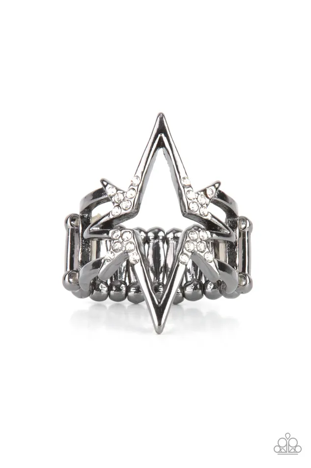 Paparazzi Accessories Rings Extra Electrifying Black Gunmetal Rhinestone Star Ring Paparazzi Paparazzi Accessories Rings Extra Electrifying Black Gunmetal Rhinestone Star Ring Paparazzi