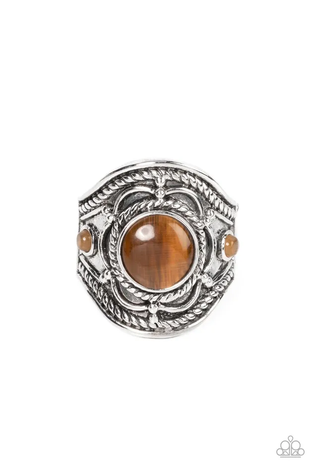 Paparazzi Accessories Rings Exuberant Escapade Brown Cats Eye Silver Ring Paparazzi Paparazzi Accessories Rings Exuberant Escapade Brown Cats Eye Silver Ring Paparazzi