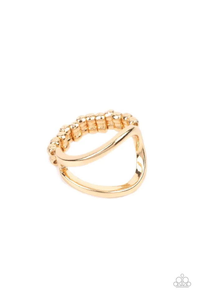 Paparazzi Accessories Rings Fill The Gap Gold Abstract Geometric Ring Paparazzi