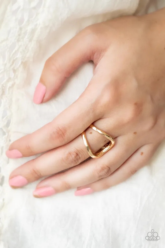Paparazzi Accessories Rings Fill The Gap Gold Abstract Geometric Ring Paparazzi