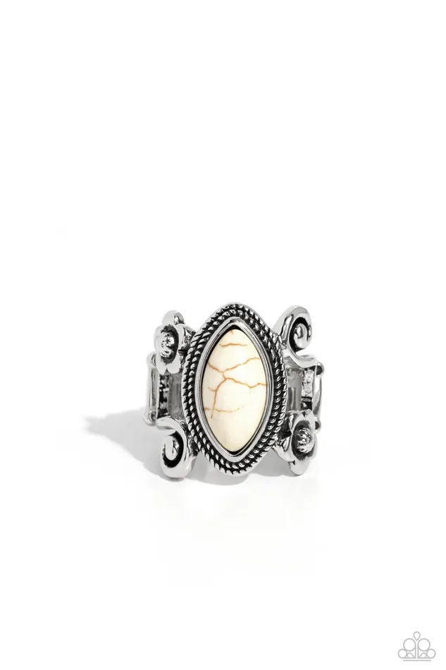 Paparazzi Accessories Rings Flower SWIRL White Stone Silver Floral Ring Paparazzi Paparazzi Accessories Rings Flower SWIRL White Stone Silver Floral Ring Paparazzi
