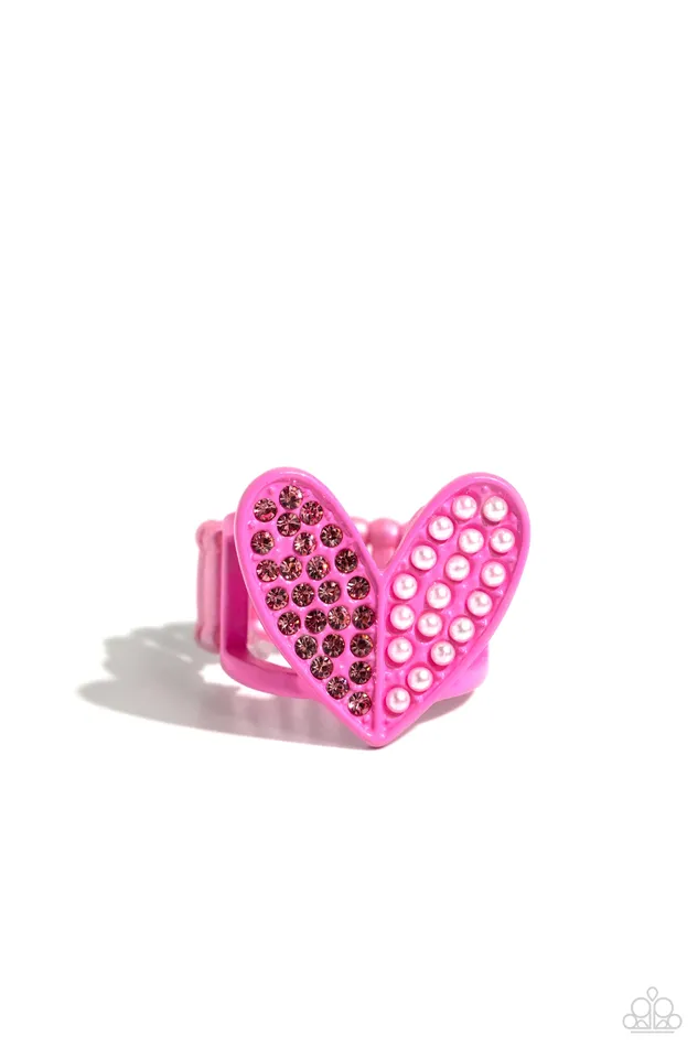 Paparazzi Accessories Rings Hometown Heart Pink Rhinestone Pearl Heart Ring Paparazzi Paparazzi Accessories Rings Hometown Heart Pink Rhinestone Pearl Heart Ring Paparazzi