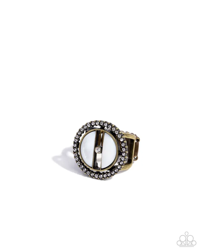 Paparazzi Accessories Rings Lavish Looking Glass Brass White Shell Circle Ring Paparazzi Paparazzi Accessories Rings Lavish Looking Glass Brass White Shell Circle Ring Paparazzi