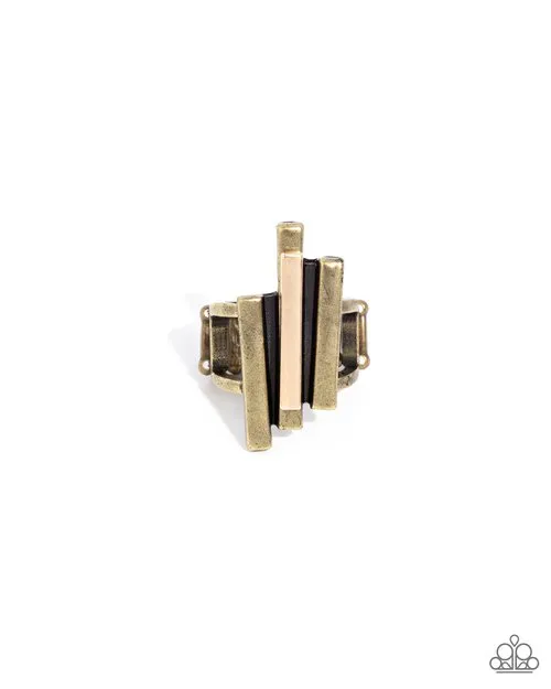 Paparazzi Accessories Rings Linear Loot Brass Bar Ring Paparazzi