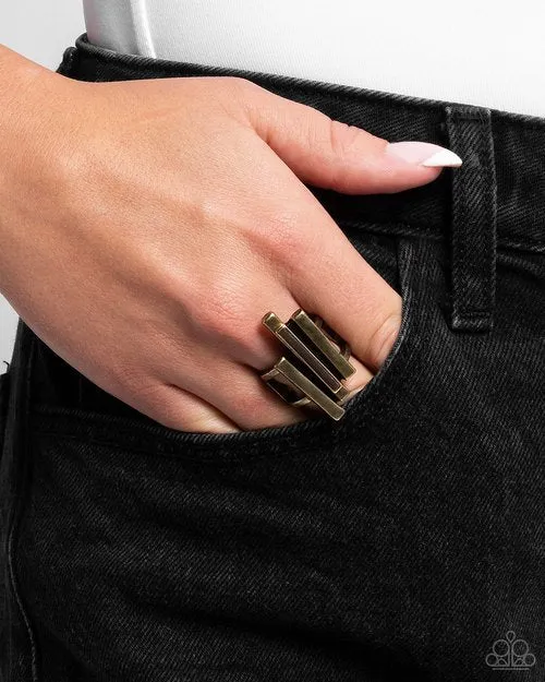 Paparazzi Accessories Rings Linear Loot Brass Bar Ring Paparazzi