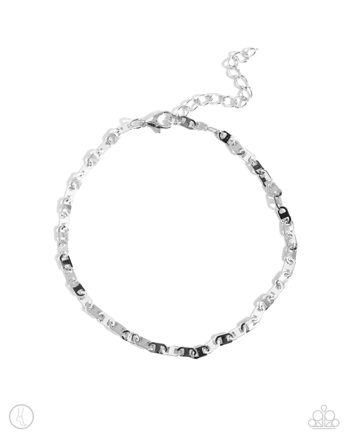 Paparazzi Accessories Rings Linked Legacy Silver Flat Link Anklet Paparazzi