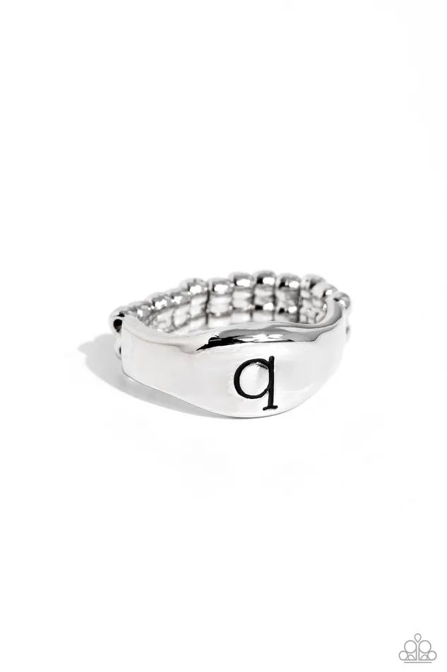 Paparazzi Accessories Rings Monogram Memento Silver Q Initial Letter Alphabet Ring Paparazzi Paparazzi Accessories Rings Monogram Memento Silver Q Initial Letter Alphabet Ring Paparazzi